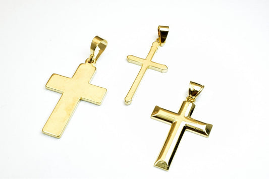 18K as as Gold Filled* tarnish resistant Cross Pendant Plain Charms Without Jesus 3 Sizes For Jewelry Making GP88, GP89, GP90