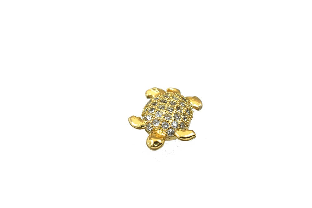 Beaded Jewelry Turtle Micro Pave 18K Gold Filled EP CZ Cubic Zirconia Rhinestone Spacer Beads High Quality For Jewelry Making # GFM56 BeadsFindingDepot