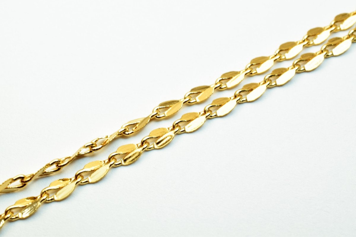 Pinky Gold Filled EP Chain 18KT Gold Filled Size 17.25" Long 3mm Width 1.5mm Thickness For Jewelry Making Item #CG320