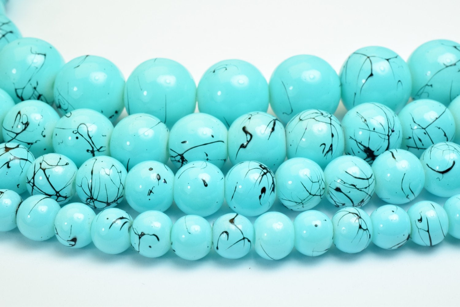 Glass Beads Round Beads Two Tone Black Turquoise 6mm/8mm/10mm/12mm Shine Round Beads For Jewelry Making Item# TTAA