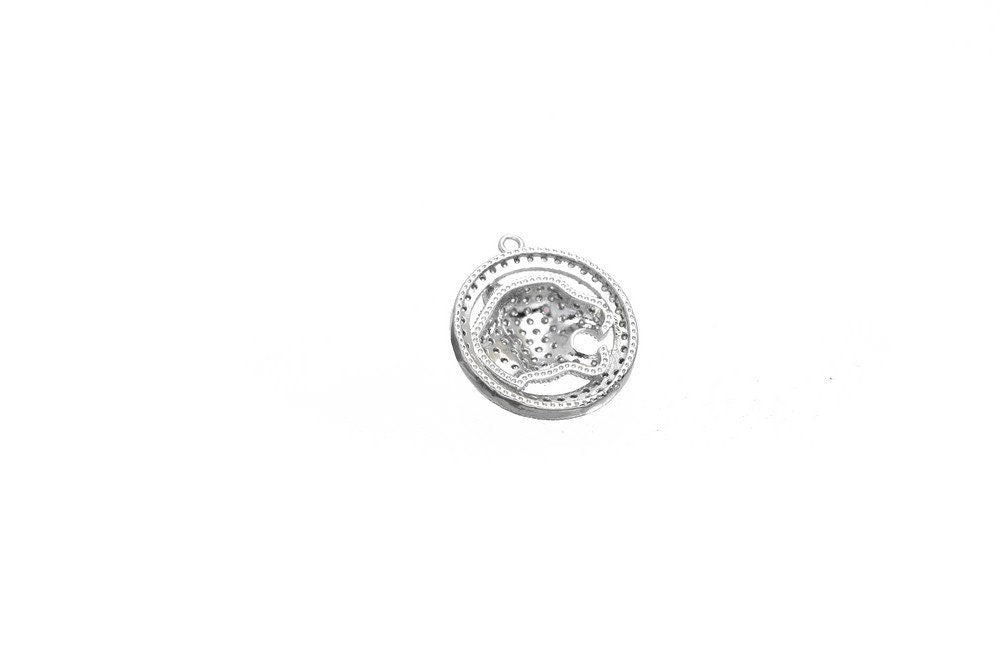 Dazzling Rhodium-Plated Leopard Charm with CZ Accents BeadsFindingDepot