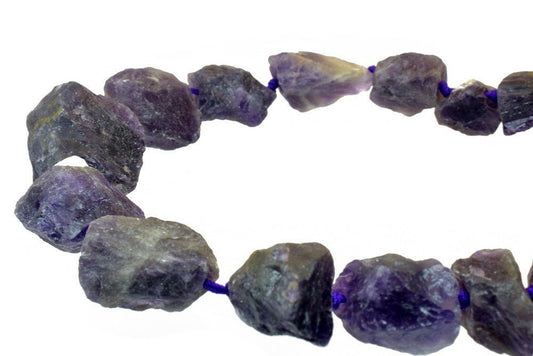 Raw Natural Amethyst Gemstone Big Chunk Beads Gemstone Nugget Beads 15.5" Inches Strand Mixed Size For Jewelry Making Item#789222067915