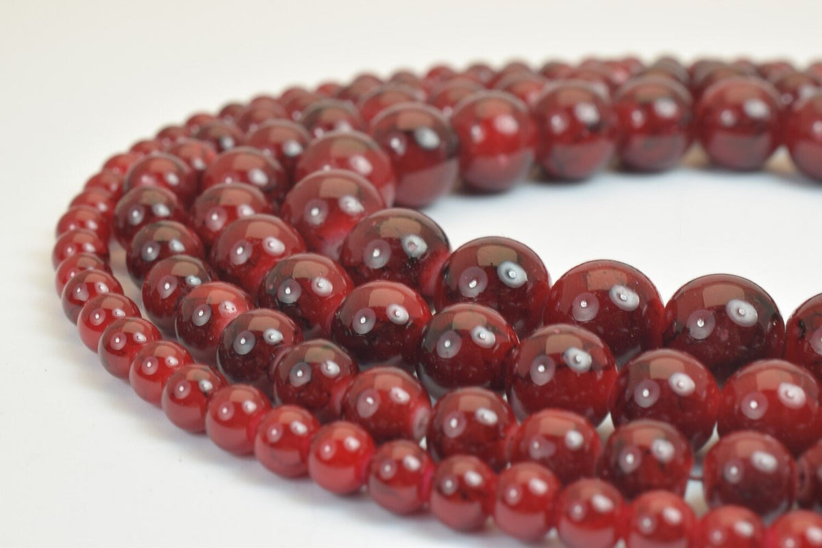 Glass Beads Round Beads Two Tone Red And Black 6mm/8mm/10mm/12mm Shine Round Beads For Jewelry Making Item# TTAD