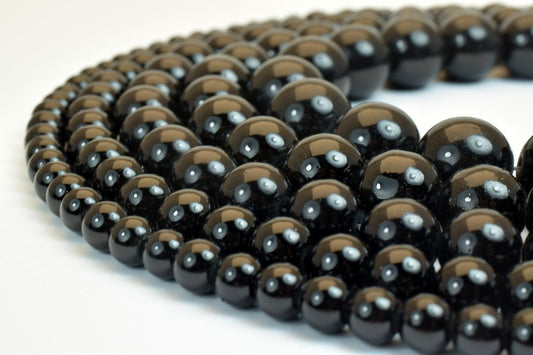 Glass Beads Round Black Color Size 6mm/8mm/10mm/12mm/14mm Shine Round Beads For Jewelry Making Item# AC