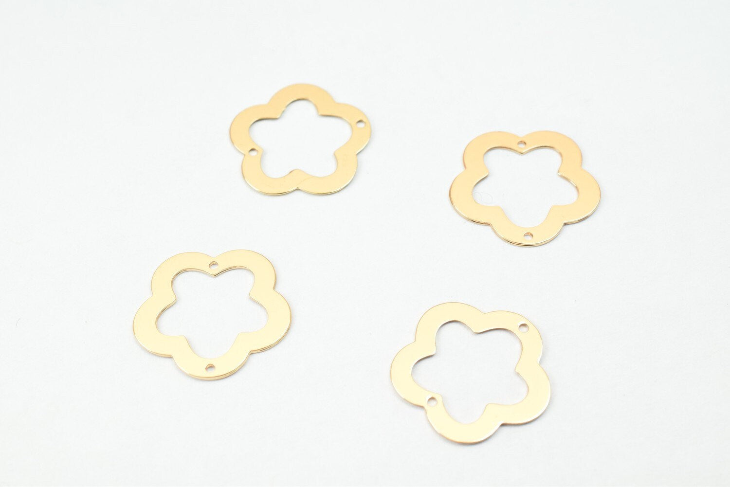 6 PCs Dainty Thin 18K Pinky as as Gold Filled* tarnish resistant Plain Flower Connector Size 13mm Thickness 0.25mm For Jewelry Making DGF13