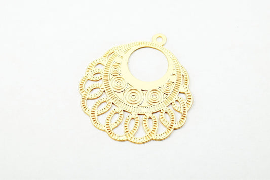 2 PCs Dainty Thin 18K Pinky as Gold Filled* Filigree Hoop Charm Pendant Size 26.5x24mm Thickness 0.25mm For Jewelry Making DGF15