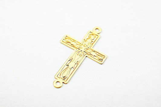 4PCs Dainty Thin 18K Pinky as as Gold Filled* tarnish resistant Cross Connector Size 22x14mm Thickness 0.25mm For Jewelry Making DGF16