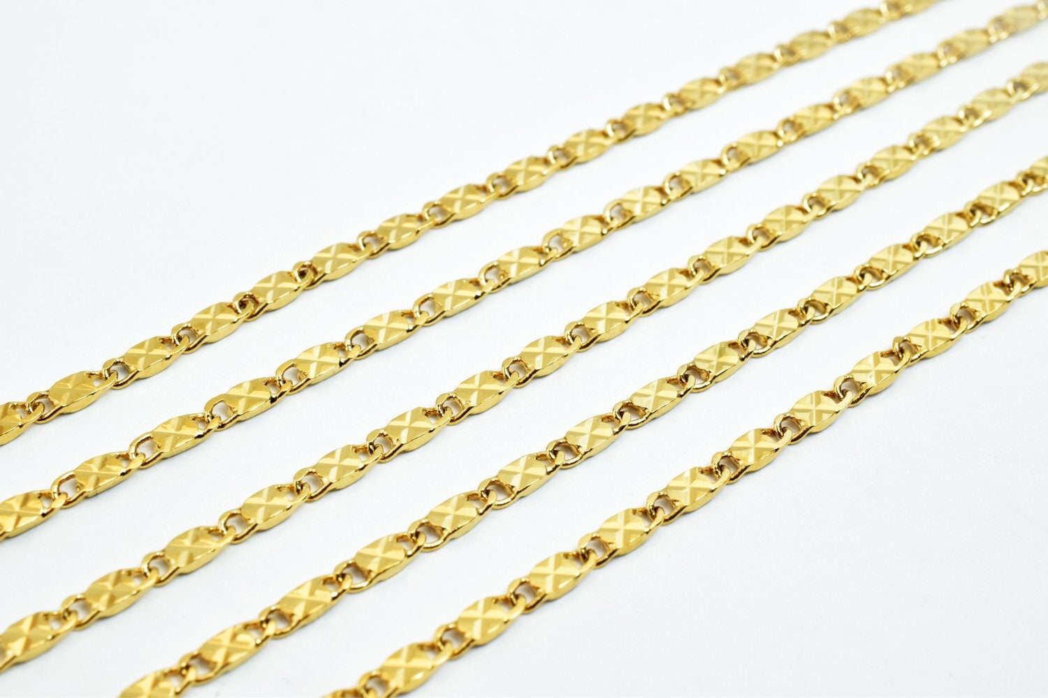 2.5mm 18K Gold Plated* tarnish resistant Chain Sold by Foot For Jewelry Making GFC075