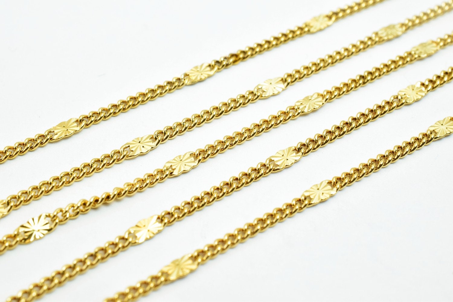 2.5mm 18K Gold Plated* tarnish resistant Chain Sold by Foot For Jewelry Making GFC074