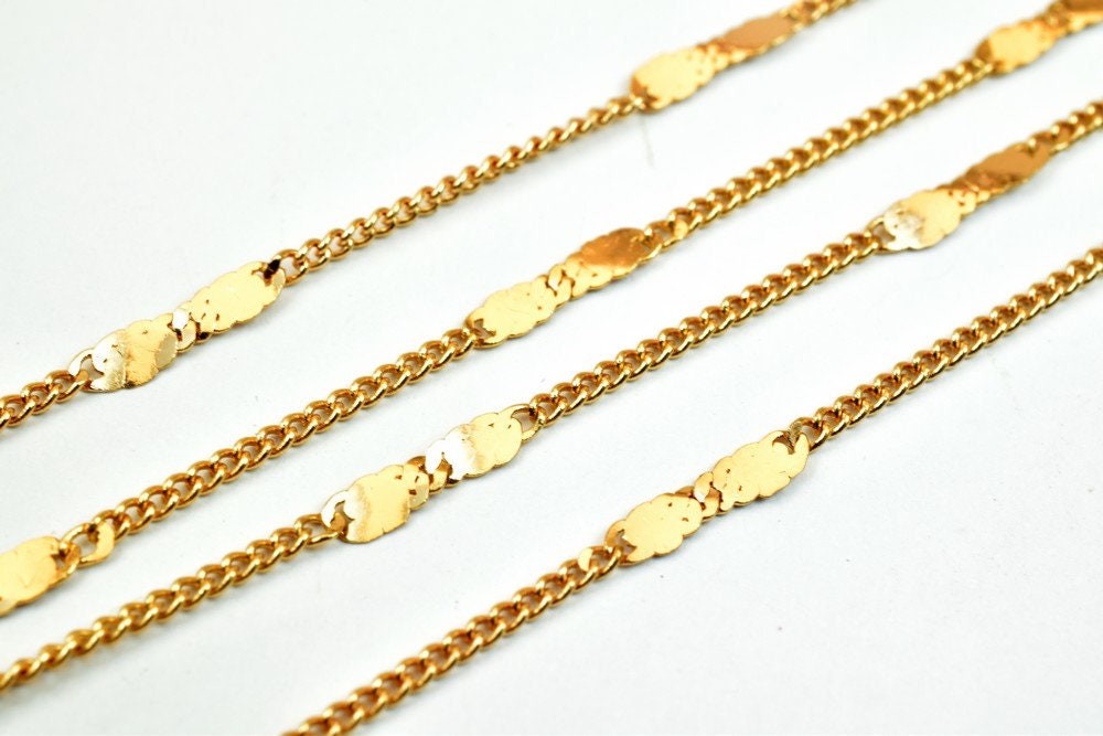 3 Feet 18K Pinky Gold Filled Cable Chain, Bar Chain Width 2.25mm Thickness 1mm, Gold Filled Finding Chain For Jewelry Making PGF12
