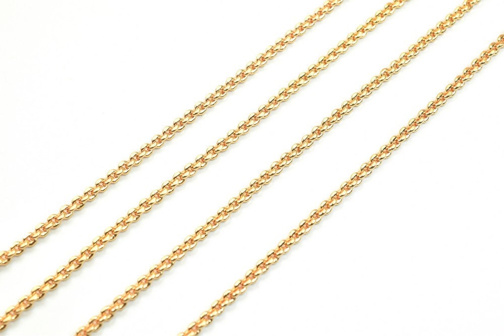 3 Feet 18K Pinky Gold Filled Cable Chain, Link Chain Width 2mm Thickness 1mm Gold-Filled finding Chain for Gold Filled Jewelry Making PGF07