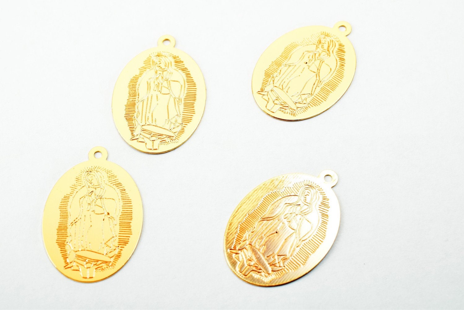 4 PCs Dainty Thin 18K Rose as Gold Filled tarnish resistant Saint Mary Charm Pendant Size 22x15mm Thickness 0.25mm For Jewelry Making DGF10