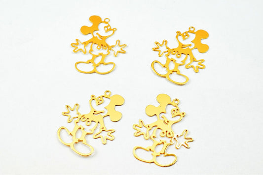 2 PCs Dainty Thin 18K Pinky as Gold Filled* Filigree Mouse Charm Pendant Size 21.5x17.5mm Thickness 0.25mm For Jewelry Making DGF11
