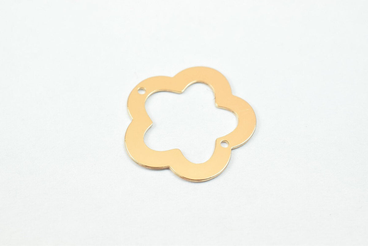 6 PCs Dainty Thin 18K Pinky as as Gold Filled* tarnish resistant Plain Flower Connector Size 13mm Thickness 0.25mm For Jewelry Making DGF13