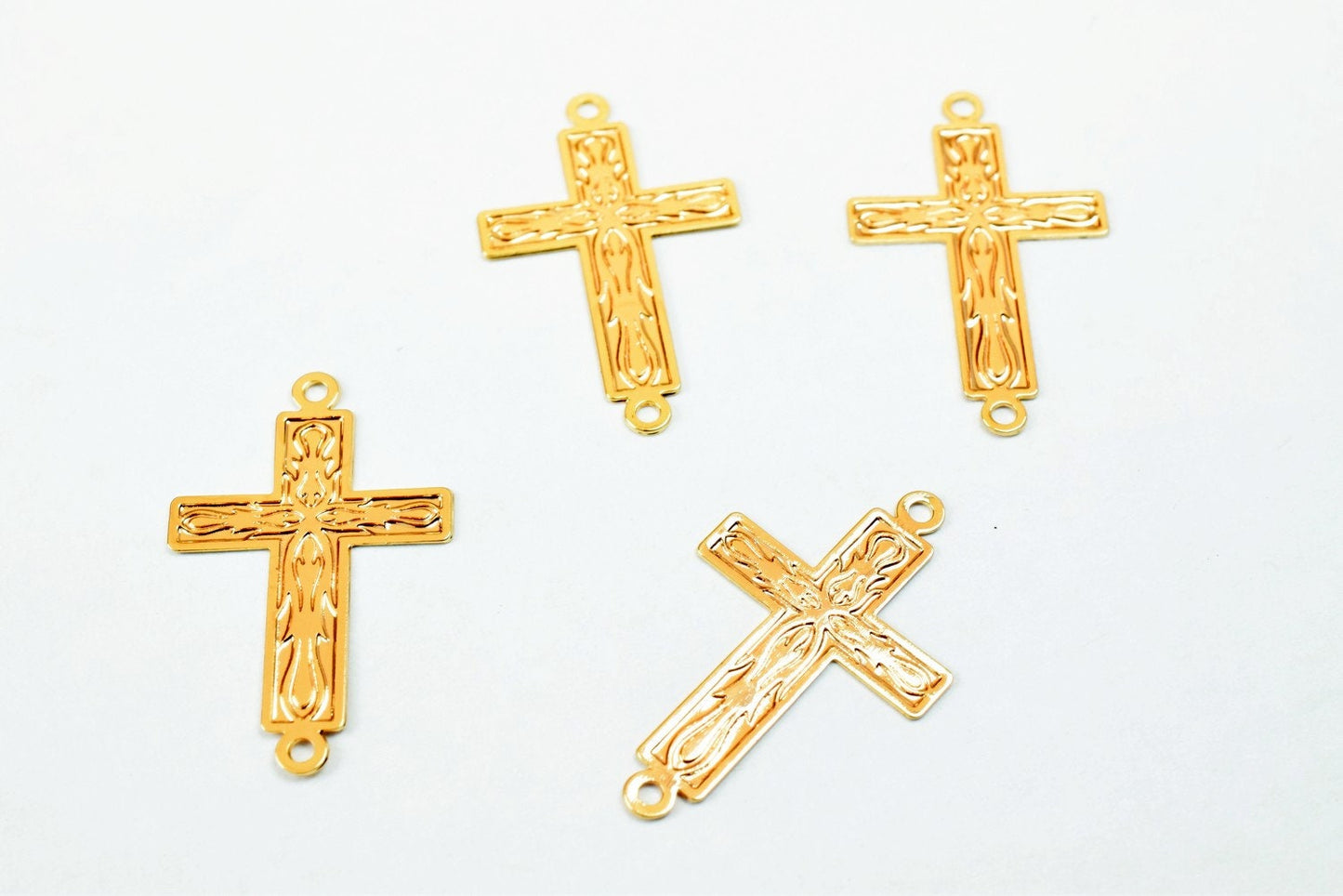 4PCs Dainty Thin 18K Pinky as as Gold Filled* tarnish resistant Cross Connector Size 22x14mm Thickness 0.25mm For Jewelry Making DGF16
