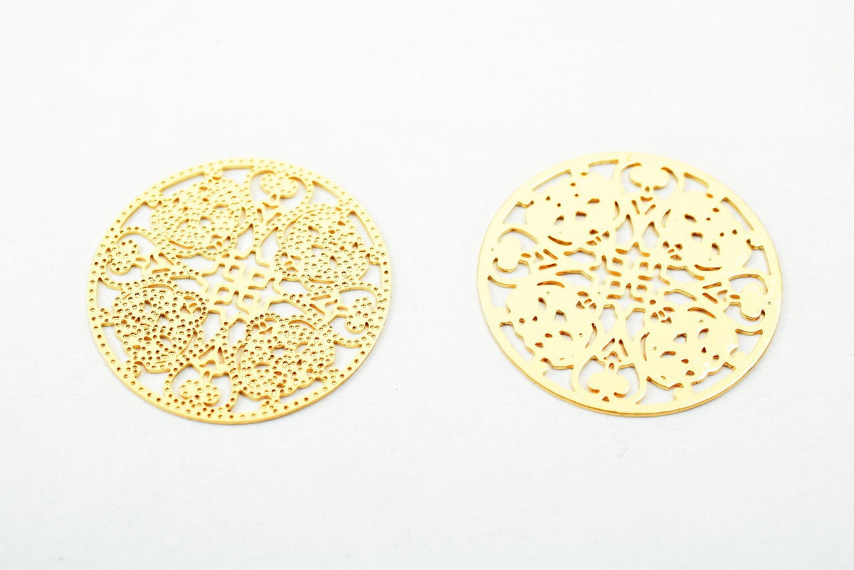 6 PCs Dainty Thin 18K Pinky as Gold Filled tarnish resistant Filigree Flower Connector Size 15mm Thickness 0.25mm For Jewelry Making DGF17