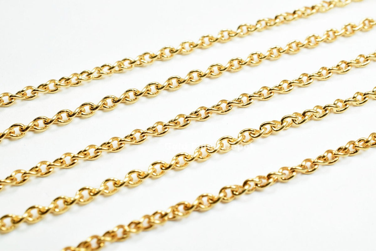 3 Foots 18K Gold Filled Chain Cable Link Chain Width 2mm Thickness 0.5mm Gold-Filled finding for Gold Filled Jewelry Making GFC005 Etsy