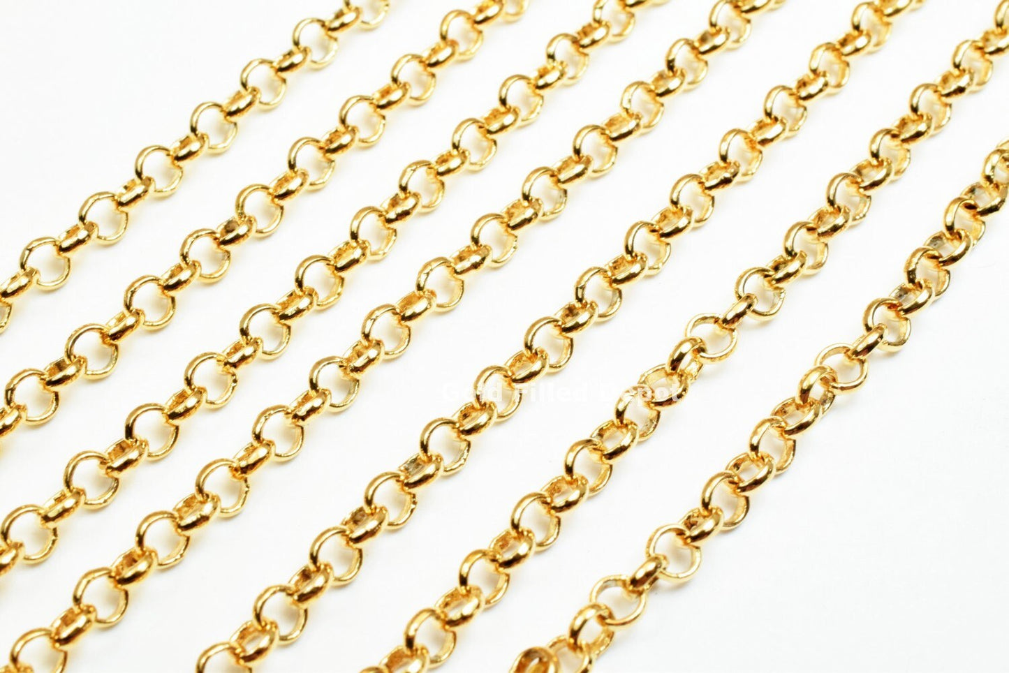 18K Gold Filled Rolo Cable Link Chain personalize necklace 3 feet Width 3.5mm Thickness 1mm findings for Jewelry Supplies GFC007 wholesale