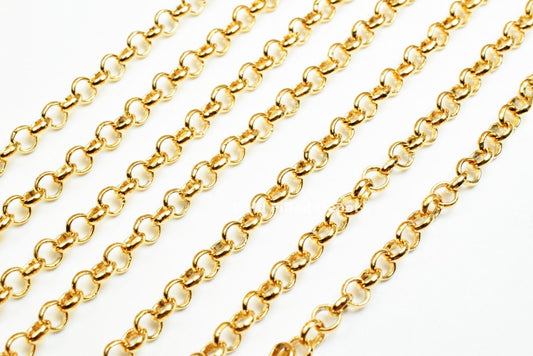 18K Gold Filled Rolo Cable Link Chain personalize necklace 3 feet Width 3.5mm Thickness 1mm findings for Jewelry Supplies GFC007 wholesale - BeadsFindingDepot