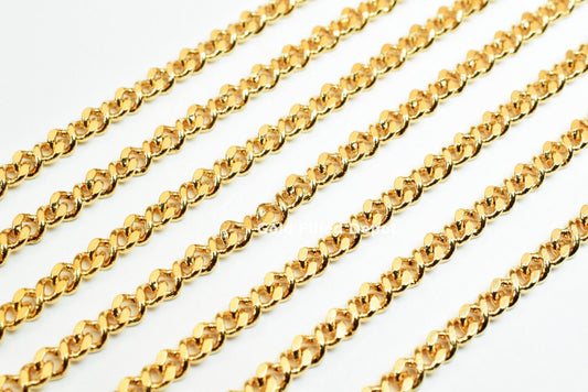 3 Feet 18K Gold Filled Curb Chain, Cable Chain Width 3mm Thickness 1mm Gold-Filled finding for Jewelry Making Etsy