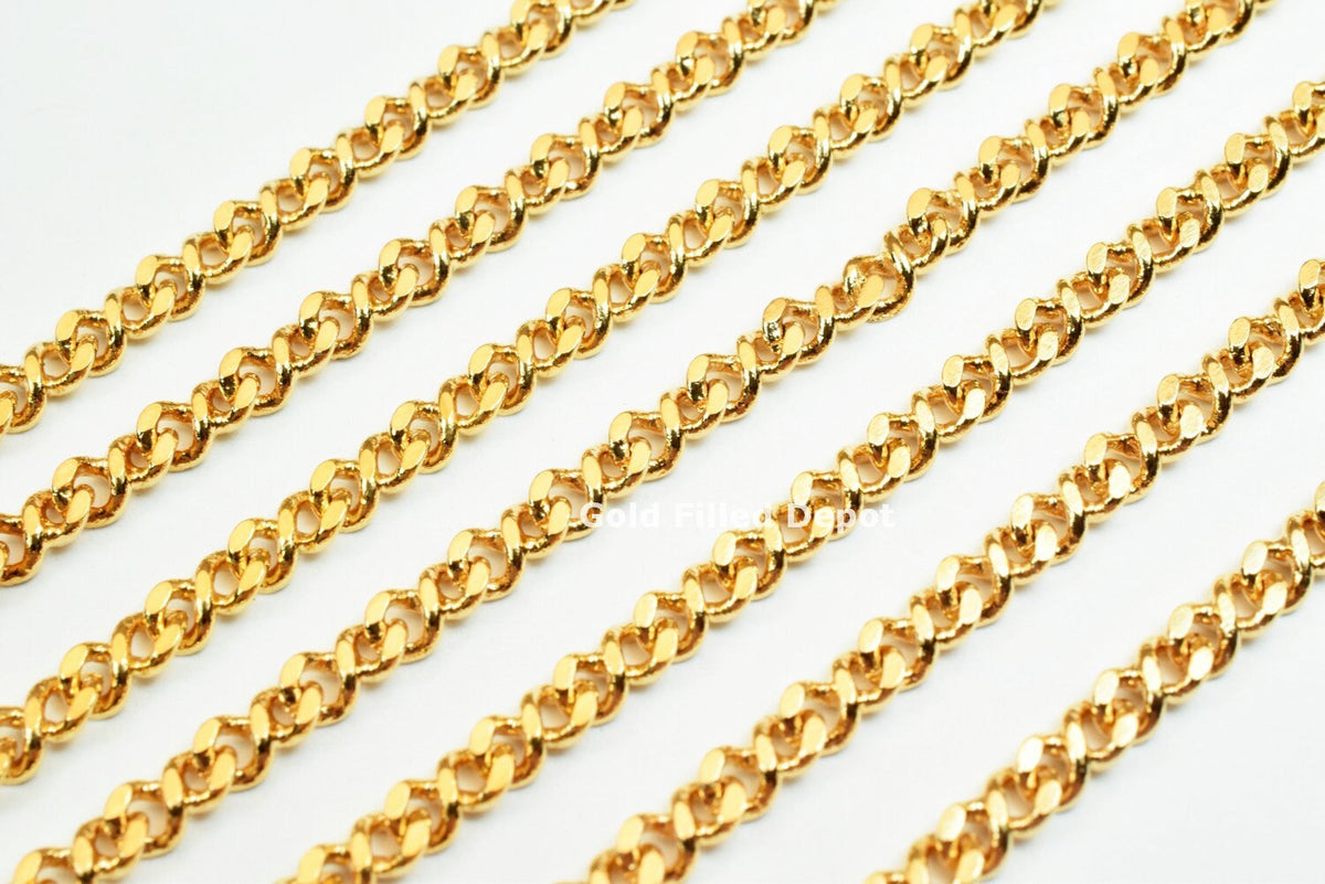 3 Feet 18K Gold Filled Curb Chain, Cable Chain Width 3mm Thickness 1mm Gold-Filled finding for Jewelry Making Etsy