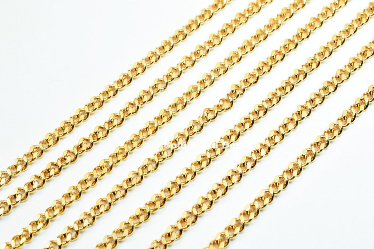 3 Feet 18K Gold Filled Curb Chain, Cable Chain Width 3mm Thickness 1mm Gold-Filled finding for Jewelry Making Etsy