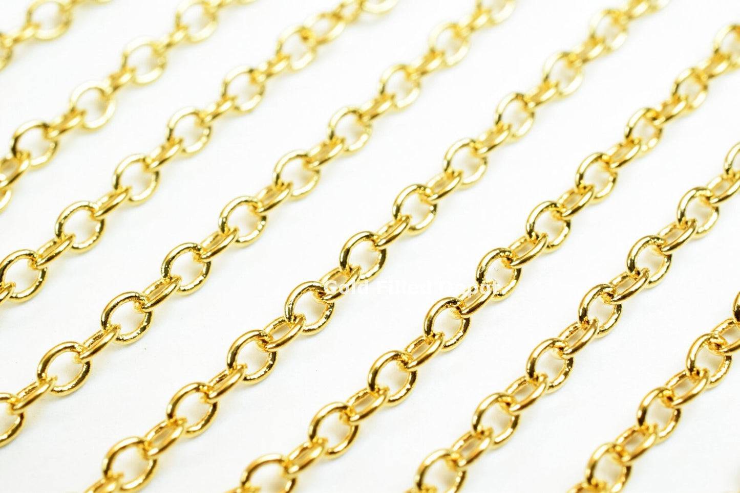 3 Foots 18K Gold Filled Chain Cable Link Chain Width 2mm Thickness 0.25mm Gold-Filled finding for Gold Filled Jewelry Making