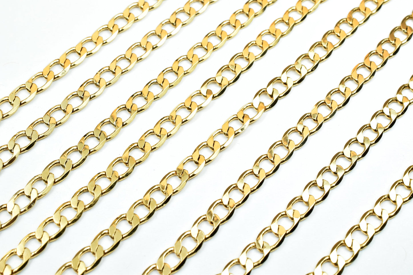 4mm Gold plated Flat Cuban Chain 18KGF GFC60 Sold by Foot