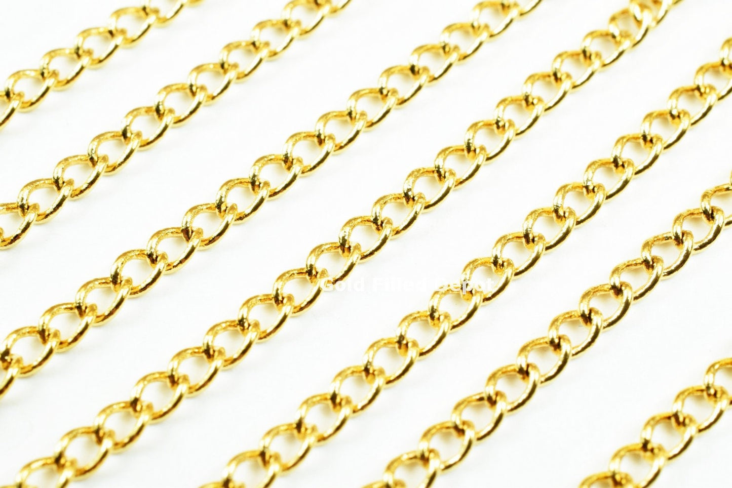 3 Foots 18K Gold Filled Chain Cable Link Chain Width 3mm Thickness 1mm Gold-Filled finding for Gold Filled Jewelry Making