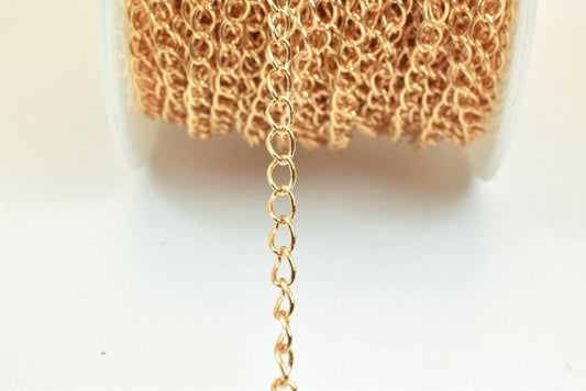 3 Foots 18K Pinky Gold Filled Chain Cable Link Chain Width 3mm Thickness 1mm Gold-Filled finding for Gold Filled Jewelry Making PGF26 - BeadsFindingDepot