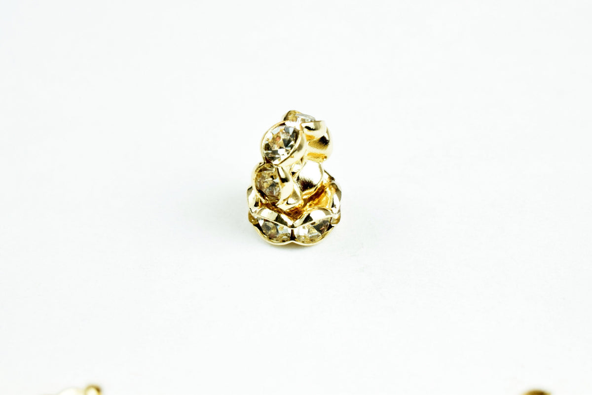 25 PCs 14K Gold Filled Roundel Spacer Beads, Clear Rhinestone, Size 7mm Flower Spacer Findings Jewelry USA Seller Etsy