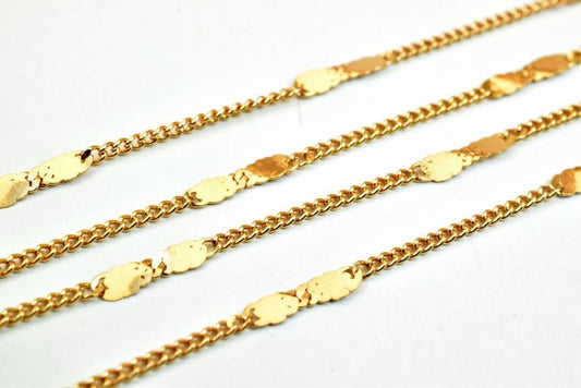 3 Feet 18K Pinky Gold Filled Cable Chain, Bar Chain Width 2.25mm Thickness 1mm, Gold Filled Finding Chain For Jewelry Making PGF12 - BeadsFindingDepot