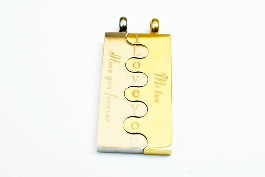 18K Gold Filled Love Stainless Steel Pendant Set With Rose Gold Steel Color Charm Gold and Silver Color Size 41x18mm For Jewelry Making