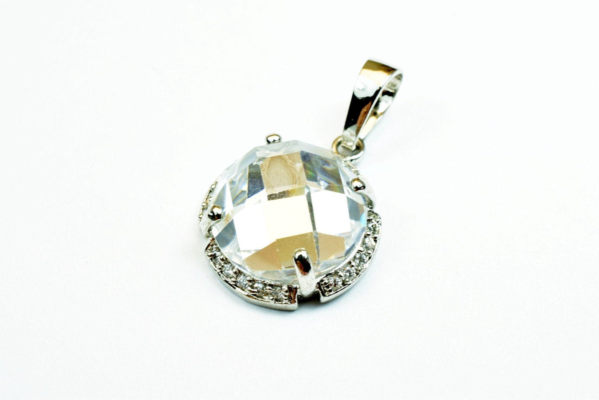 White Gold Filled Bling Bling Pendant Size 19x16mm With CZ Cubic Zirconia Crystal Findings Charm For Jewelry Making