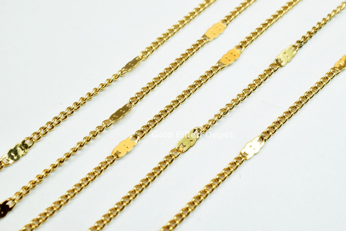 3 Feet 18K Gold Filled Cuban Link Chain, Scroll Chain Width 1.5mm Thickness 0.5mm Gold Filled Finding Chain for Jewelry Making GFC036 Etsy