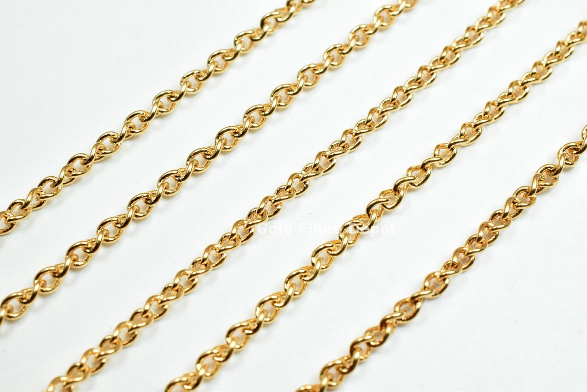 3 Foots 18K Gold Filled Chain Cable Link Chain Width 2mm Thickness 0.5mm Gold-Filled finding for Gold Filled Jewelry Making GFC005 Etsy