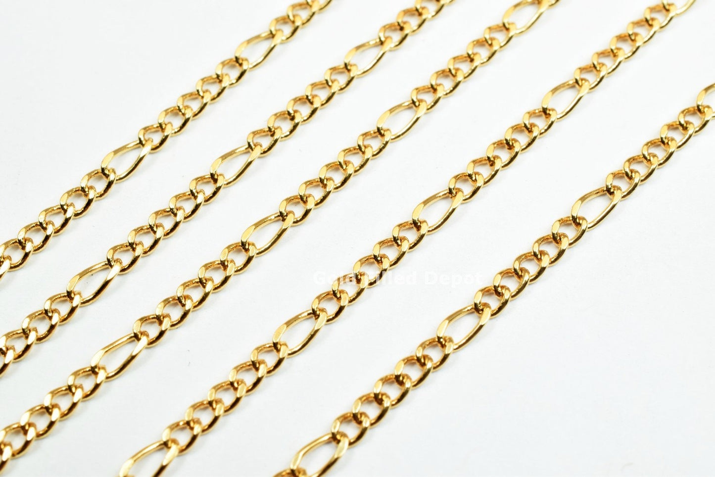 3 Foots 18K Gold Filled Chain Cable Link Chain Width 2mm Thickness 0.5mm Gold-Filled finding for Gold Filled Jewelry Making GFC013