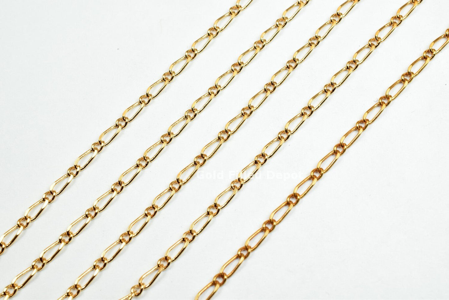 3 Foots 18K Gold Filled Chain Cable Link Chain Width 2mm Thickness 0.5mm Gold-Filled finding for Gold Filled Jewelry Making GFC013