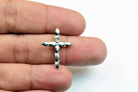 White as Gold Filled* Cross Pendant Rhodium Charm Size 23x18mm Thickness 1.5mm Bohemian Religious Findings For Jewelry Making