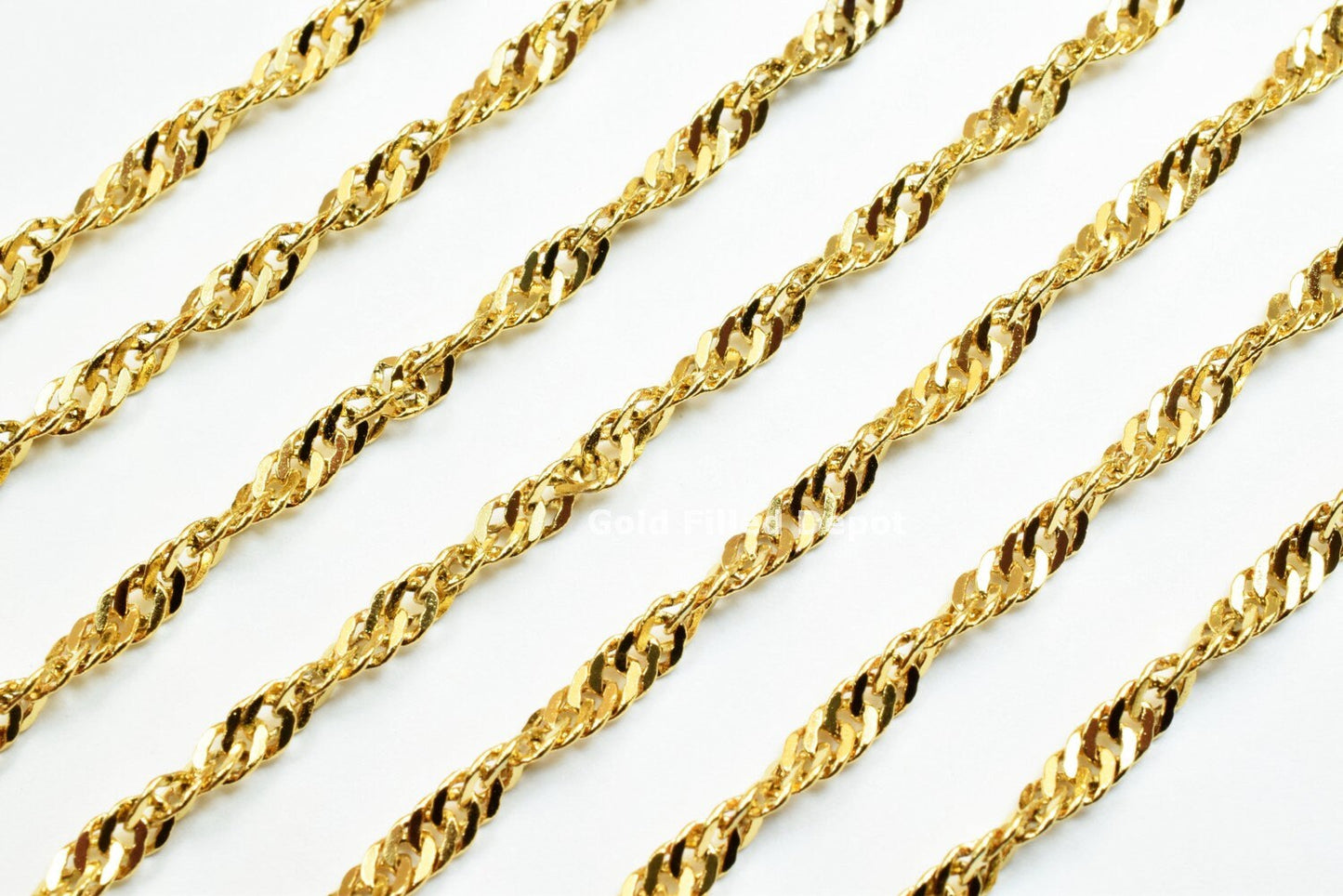 3 Foot 18K Gold Filled Flat Twist Snake Chain Size 2.8mm Gold Filled Findings Chain For Jewelry Making GFC009