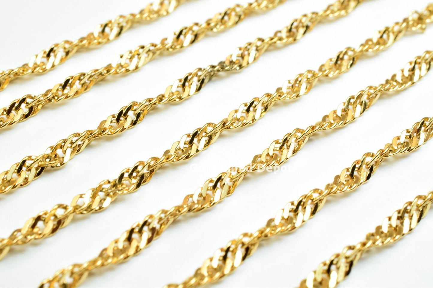 3 Foot 18K Gold Filled Flat Twist Snake Chain Size 2.8mm Gold Filled Findings Chain For Jewelry Making GFC009