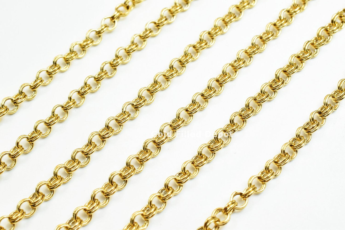 18K Gold Filled Double Rolo Cable Link Chain  personalize necklace Width 3mm Thickness 1mm findings for Jewelry supplies wholesale-3 Feet