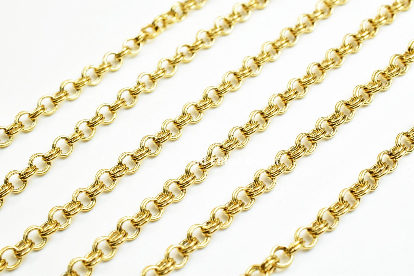 18K Gold Filled Double Rolo Cable Link Chain  personalize necklace Width 3mm Thickness 1mm findings for Jewelry supplies wholesale-3 Feet