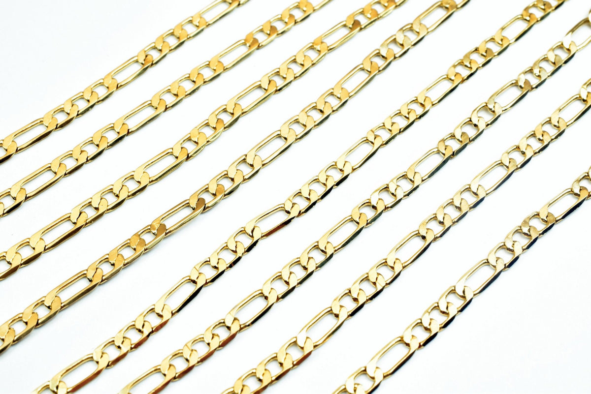 18K Gold Filled EP Figaro Chain Width 2mm, Thickness 0.5mm, 17 1/4" Inches Bohemian Findings Jewelry For Jewelry Making CG92