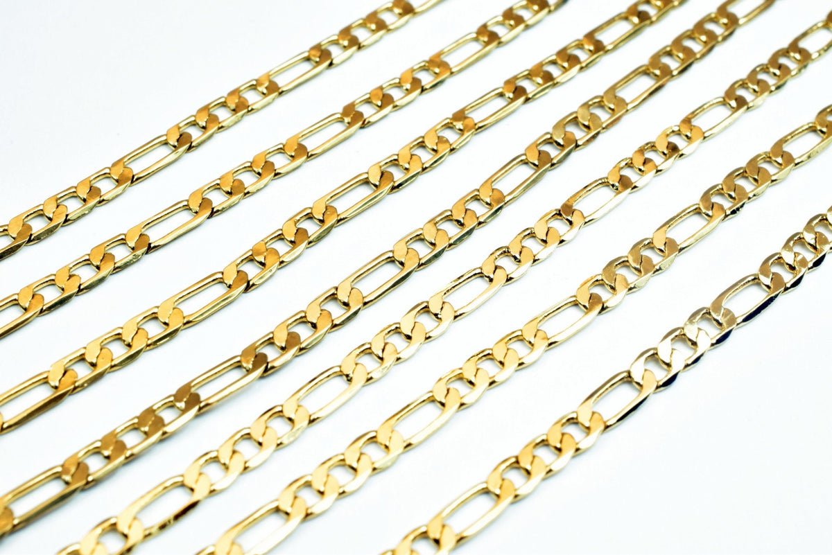 18K Gold Filled EP Figaro Chain Width 2mm, Thickness 0.5mm, 17 1/4" Inches Bohemian Findings Jewelry For Jewelry Making CG92