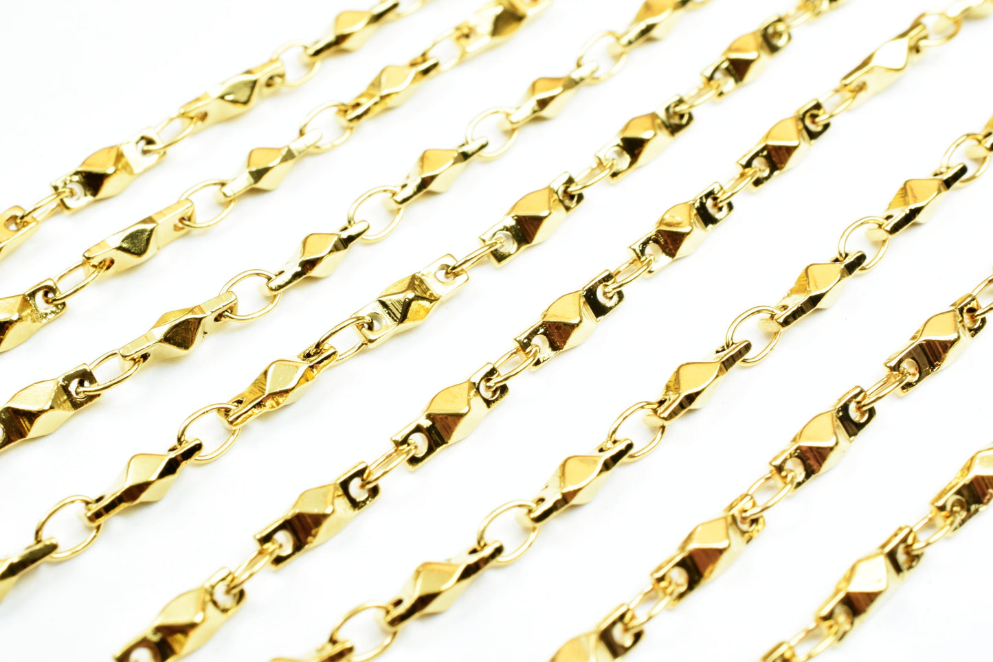 Gold Plated* tarnish resistant Bar Chain 18K Size2.5mm for Jewelry Making GFC53 Sold by Foot
