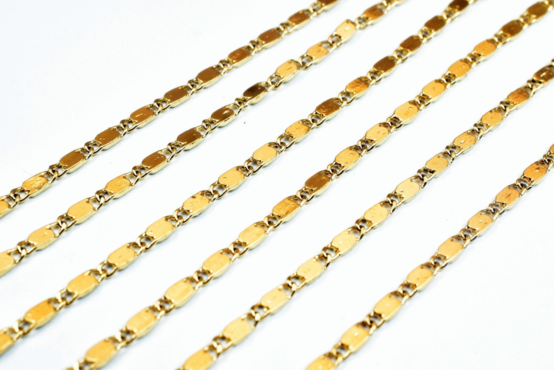 18K Gold Filled EP tarnish resistant Chain Width 2mm, Thickness 0.5mm, 2 Sizes Bohemian Findings Jewelry For Jewelry Making