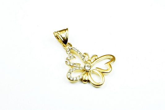 18K as Gold Filled* Rhinestone Butterfly Charm Pendant Size 24x15mm Charm with Clear CZ Cubic Zirconia For Jewelry Making GP136