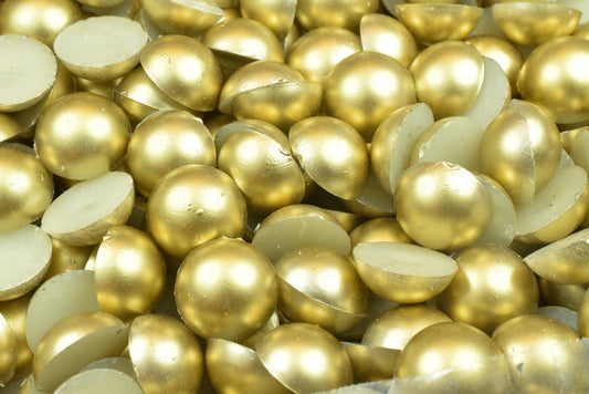 Decoden Flat Back Matte Gold Pearls (Half Pearl) 4mm/6mm/8mm/10mm/14mm/16mm/19-20mm for Cloth or Shoe or Decoration or Jewelry Making