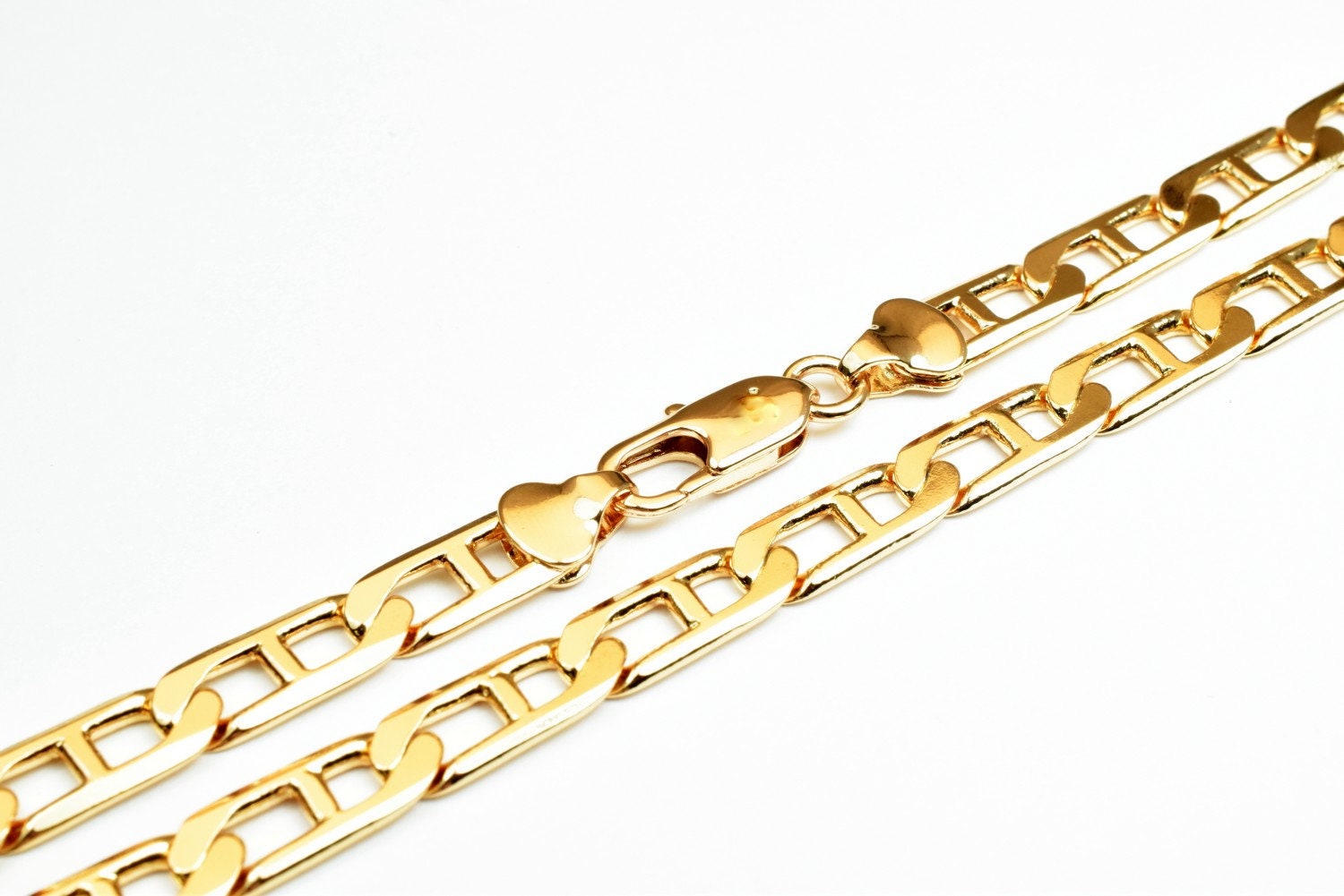 18K gold filled EP tarnish resistant Anchor Chain Size 23" Inches, Width 7mm, Thickness 1.5mm For Jewelry Making CG439